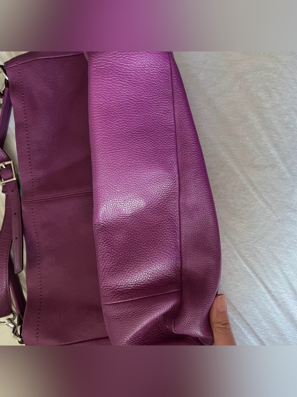Coach Legacy Pebble Leather Hobo Bag in Purple, Satin Lining, Zippered - Picture 7 of 9